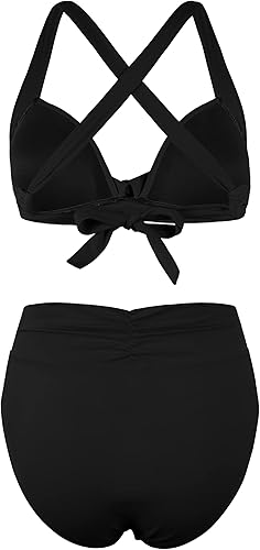 Miniatura 7 de coastal rose Conjunto de bikini push up para mujer traje de baño de dos piezas con giro frontal cruzado y espalda alta