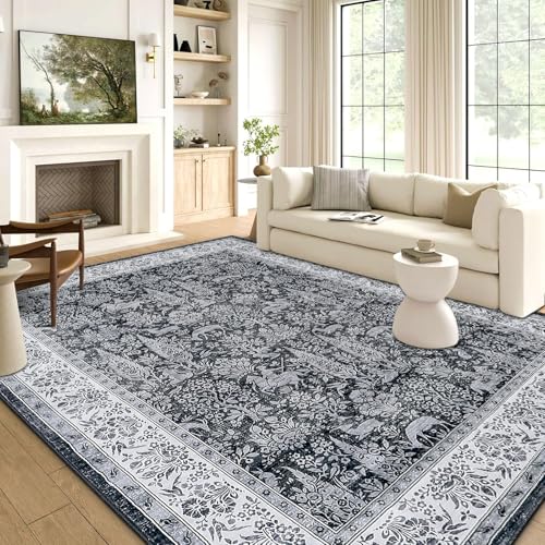 Tapis à poils courts gris lavable en machine pour la maison