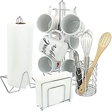 Southern Homewares SH-10297 Juego completo de accesorios de cocina, toalla de papel cromado y soporte para utensilios, contenedor de servilletas, perchas, talla &uacute;nica