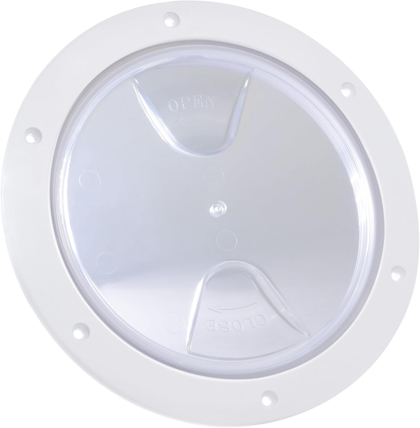Five Oceans 6" Boat Hatch, Marine Round Inspection Deck Plate Hatch with Detachable Clear Lid, UV-Resistant ABS White Plastic, for Pontoon, Fishing Boat, Bass Boat, Yacht, RVs, Caravan - FO4465