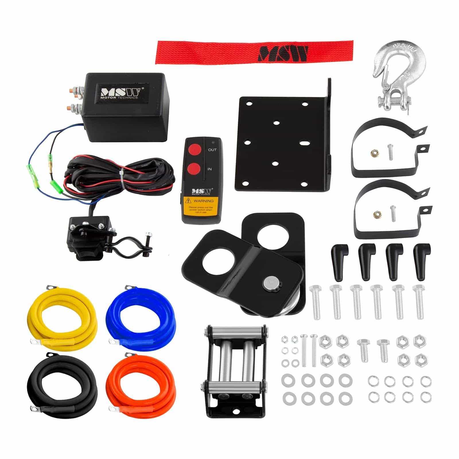 MSW Verricello Elettrico Fuoristrada Offroad PROPULLATOR 4500-A (Forza di trazione: 2.040 kg / 4.500 lbs, Motore a magnete permanente, 15 m Lunghezza del cavo, Tamburo: Ø 41 mm, Puleggia incl.)