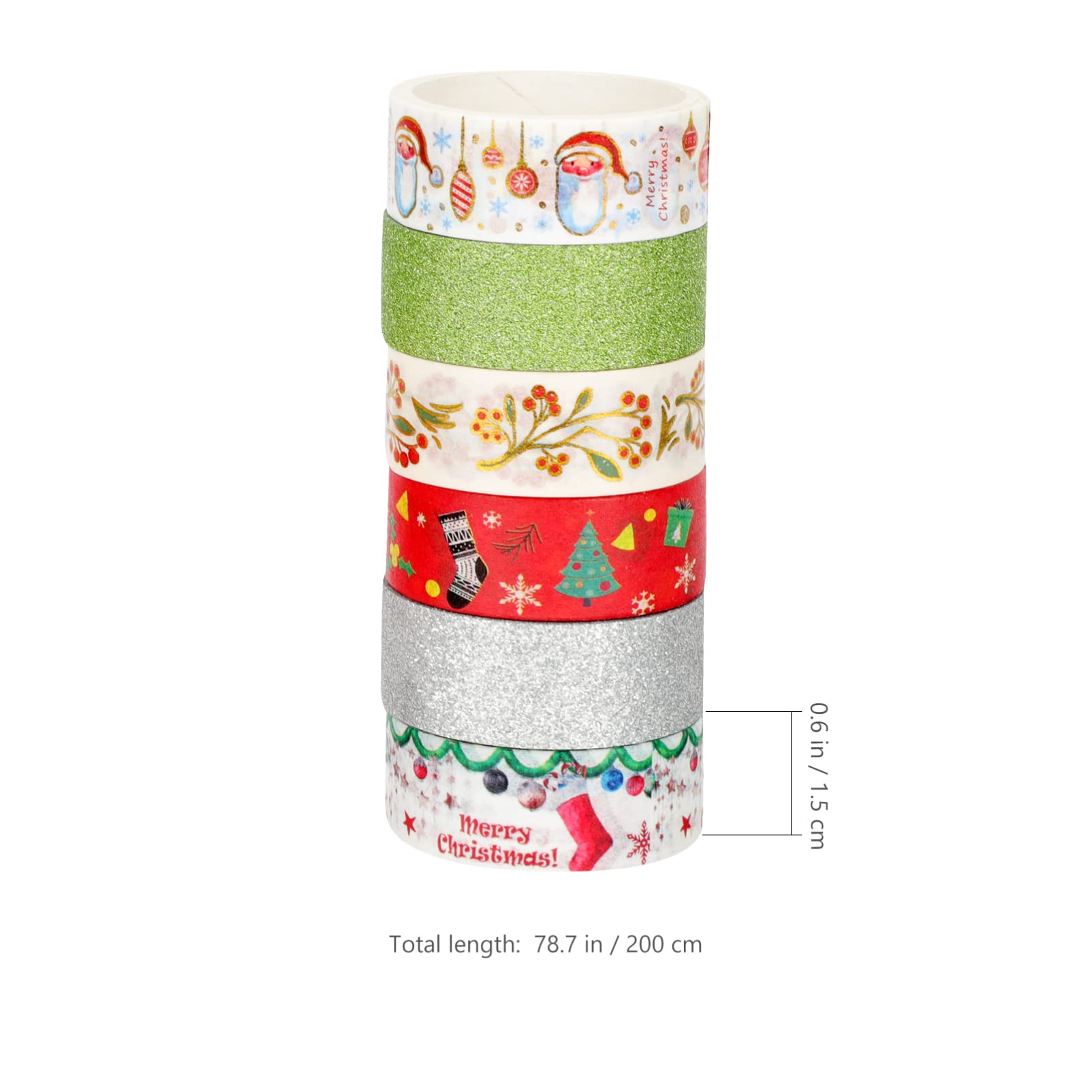 Świąteczne taśmy Washi Dekoracyjny zestaw taśm Washi Kolorowe taśmy Taśmy Naklejki na prezenty do materiałów do scrapbookingu DIY Craft Pakowanie prezentów Planiści 12 rolek 79x0.6 Cal