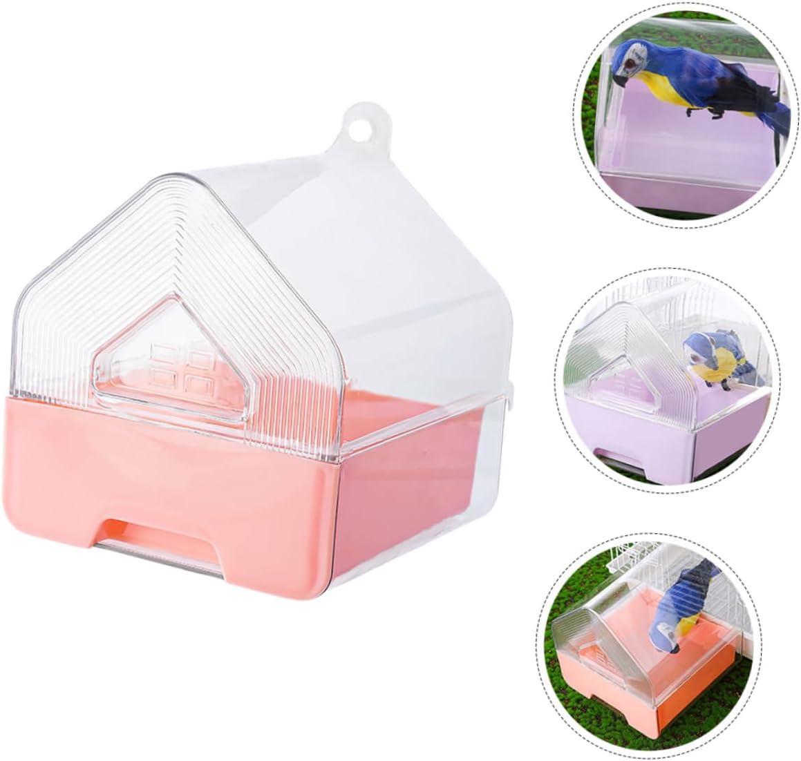 BESPORTBLE 2PCS Hanging Bird Bath Tub for Parrots PET Bathing Box with Drawer Design Parakeet Shower Accessories for Indoor Cage Use