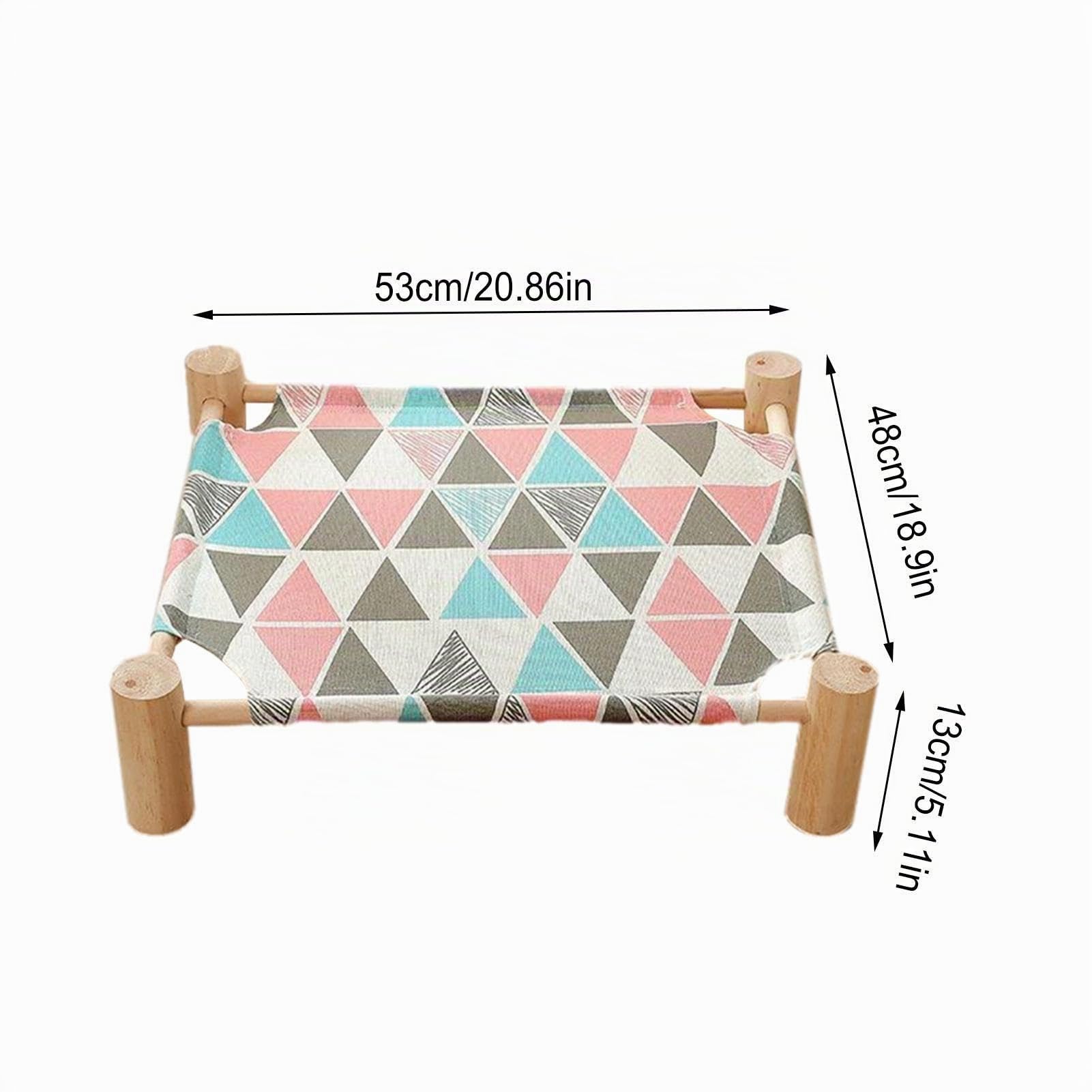 Cama refrescante para Gatos | Hamaca Madera para Cachorros,Cama elevada enfriamiento para Perros, Cama para Gatos, Cama para Mascotas para Cachorros en Interiores y Exteriores, Triangulo Rosa