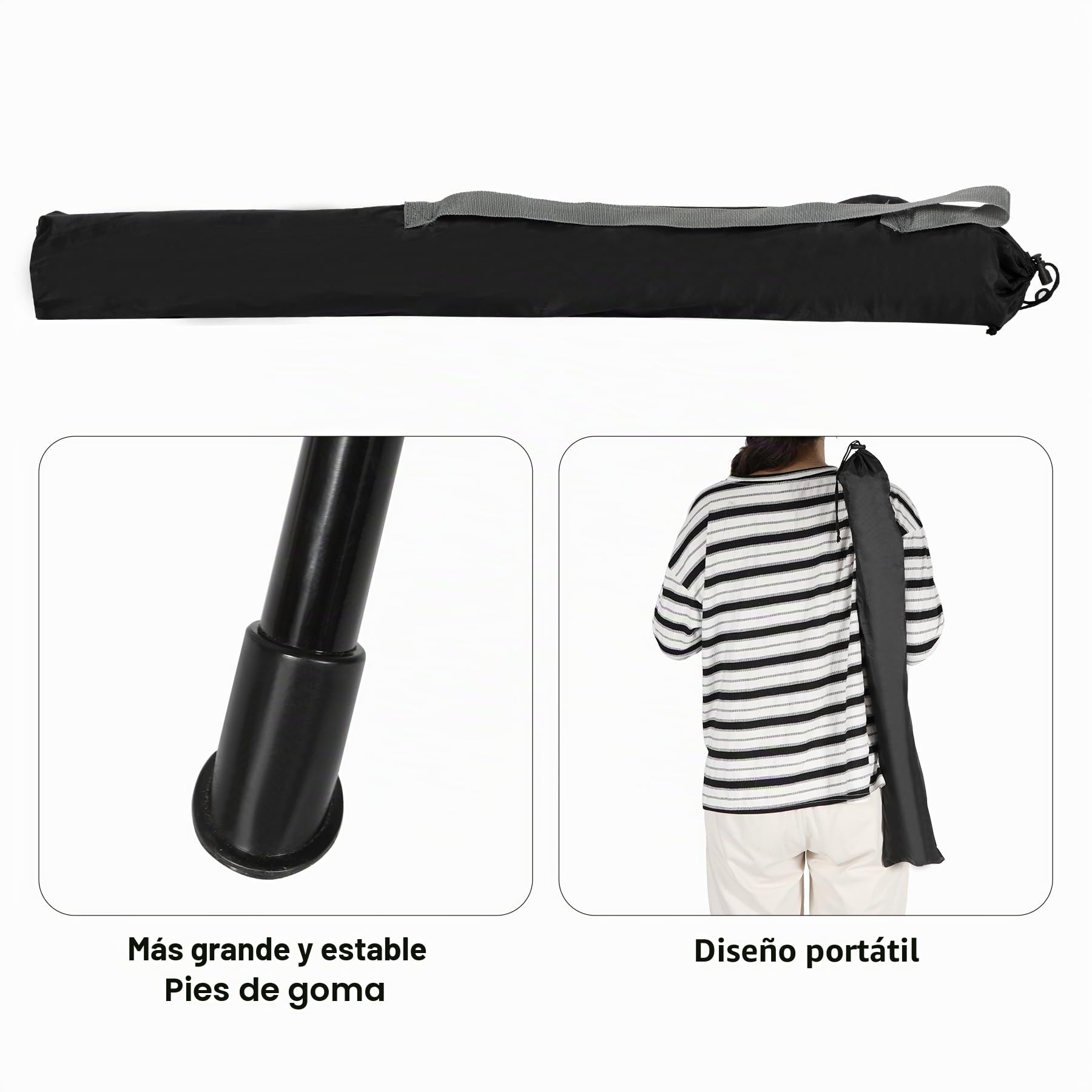 REDCAMP Taburete plegable de 3 patas, 56 cm, juego de 2 unidades, ligero, negro y gris
