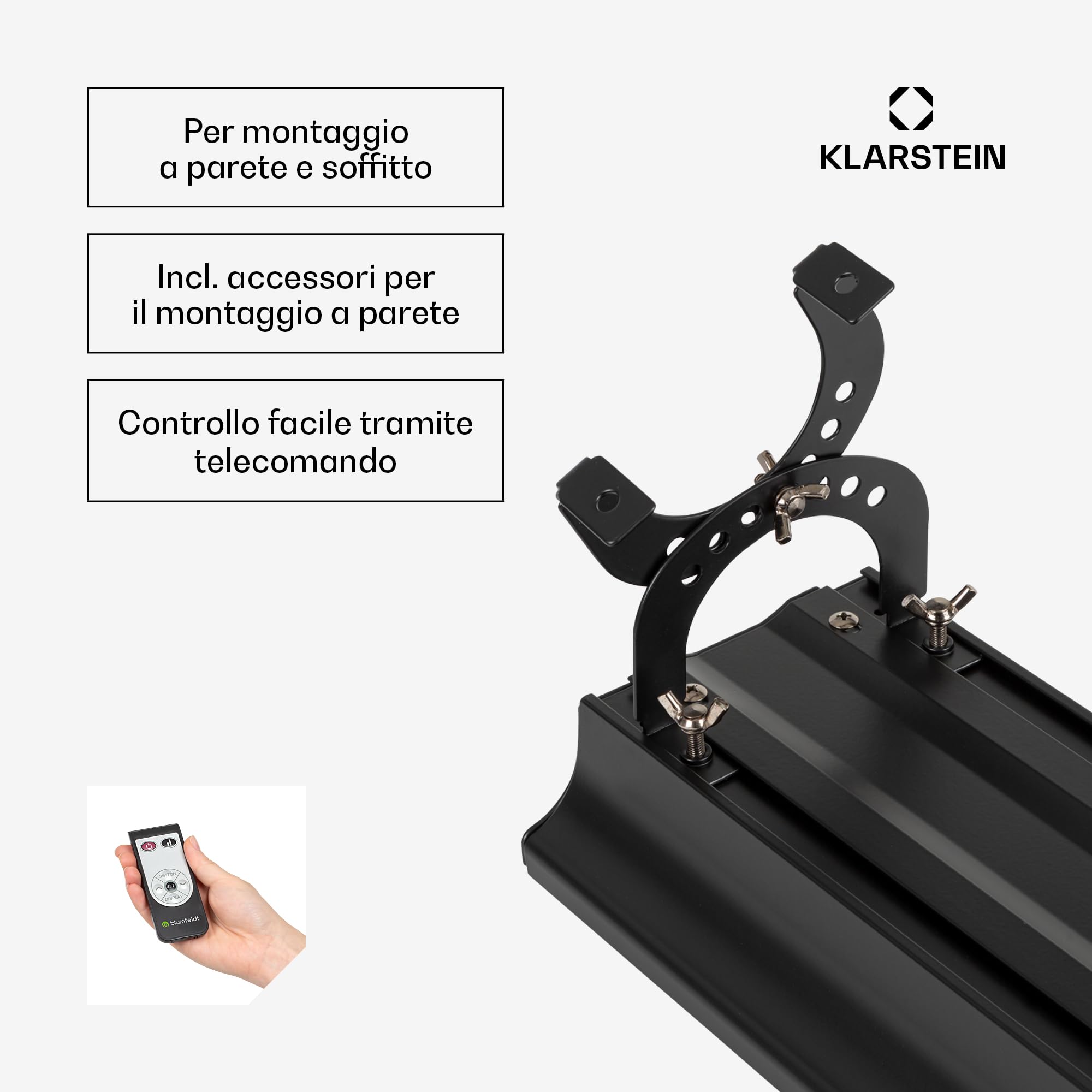 Klarstein Stufa Elettrica Basso Consumo, Colonnina Elettrica da Giardino 2400W, Termosifone Elettrico, Pannello Radiante Infrarossi con Telecomando, Stufetta Smart WIFI App, No CO2