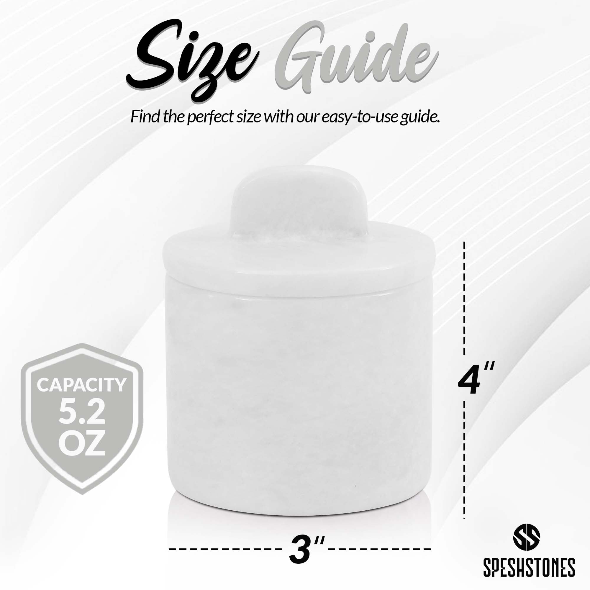 SPESHSTONES Salière en marbre avec couvercle et cuillère de 10,2 cm - Blanc - Petits récipients d'assaisonnement faits à la main - Pots à épices décoratifs, sucrier avec cuillère et salière feuilletée