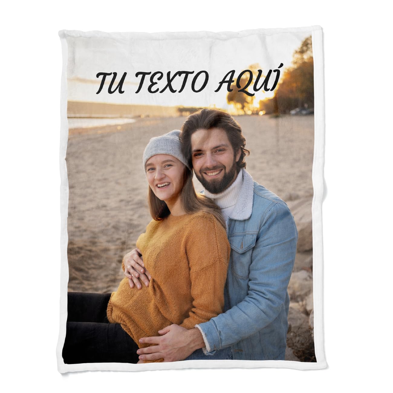 Personalized Blanket with Photo Text Collage Blanket Sofa Bed Original Christmas Birthday Anniversary Valentines Dad Mom Gift for Couples (1 Photo, 100x150)