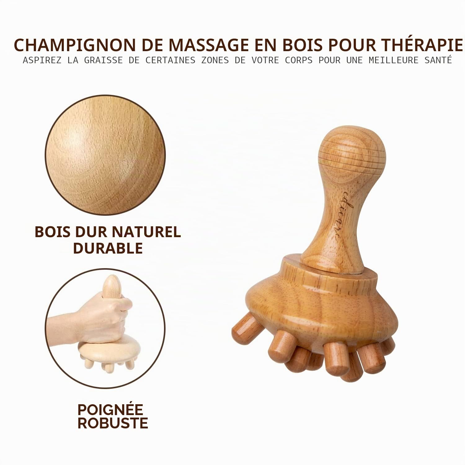 Edicare, Maderotherapie, Anti Cellulite, Rouleau de Massage ou Kit 5 Pièces, Bois, Tableau, Coupe, Dos, Jambes, Musculaire, Corps, Esthétique (Kit 5 Pièces)
