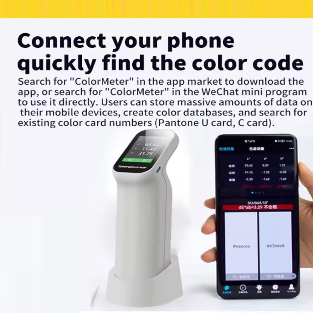 D/8 Colorimeter Touch Screen Multifunctional Handheld Colorimeter Color Meter with Measuring Aperture 6mm Wavelength Range 400-700nm for Coating Ceramic Color Measurement