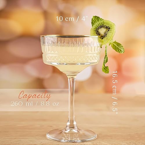 Miniatura 5 de The Buybox - Juego de 4 copas Coupé vintage, champán, cóctel, martini, copas de vino, cristalería de tallo largo (8.8 onzas líquidas) (paquete de 4