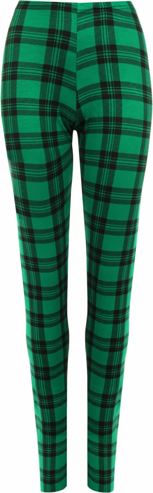 GOSTYLES® Womens Printed Stretchy Tights Leggings, Ladies Everyday Wear Soft & Comfortable Activewear Yoga Pants (Green Tartan, XL)
