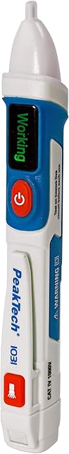 PeakTech P 1031 Contactless AC Voltage Tester with LED Signal Lamp & Vibration 50-1000V AC Operating Range Non-Contact Voltage Tester Current Tester Pen Multimeter - 155x25mm Blue