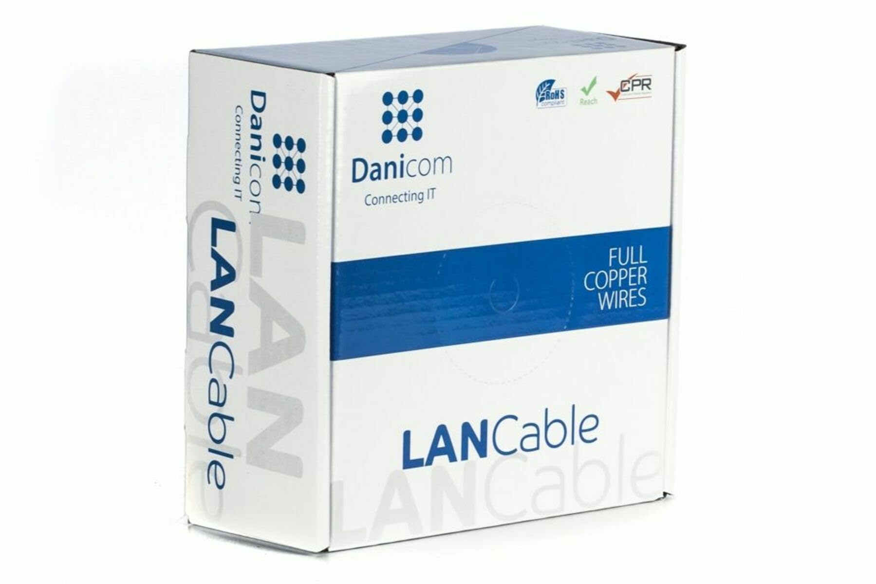 Danicom Rouleau câble rigide extérieur noir CAT6 UTP PE (FCA) - 100m, POE, Ethernet, LAN, câble de raccordement, câble de données, RJ45 - pour armoire de serveur, commutateurs, routeurs,