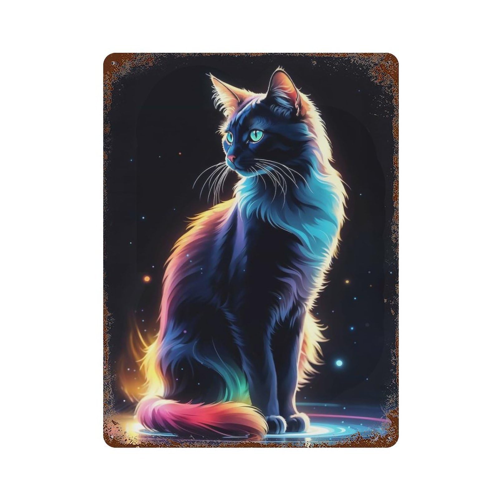 Feline Fantasia Decorative Tin Sign 15.7"x11.8", Retro Wall Decor for Basement, Hobby Room And Garage Decor
