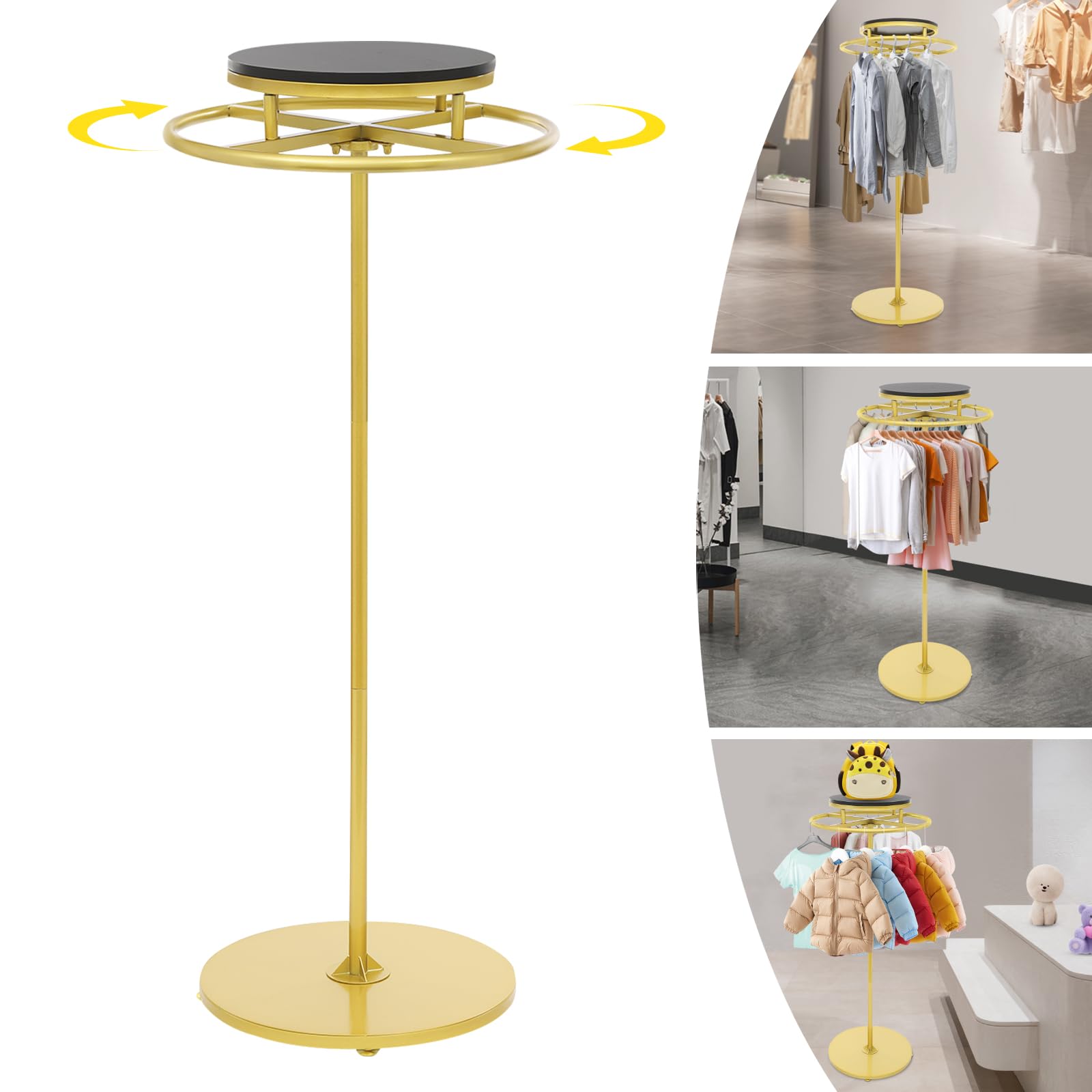 Soporte de ropa redondo giratorio de 360°, expositor de ropa independiente en pie para tienda, tienda de moda, vestidor y dormitorio, estructura metálica