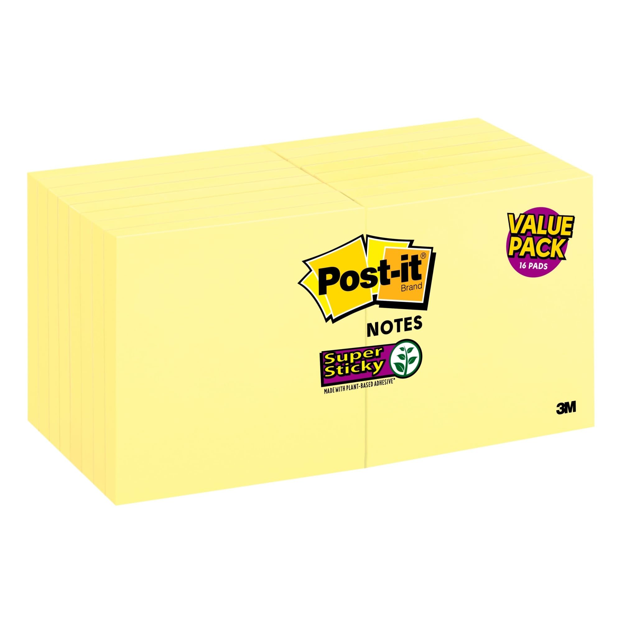 Post it(R) Super Haftnotizen, 7,6 cm. x 7,6 cm, Kanariengelb, 16 Stück