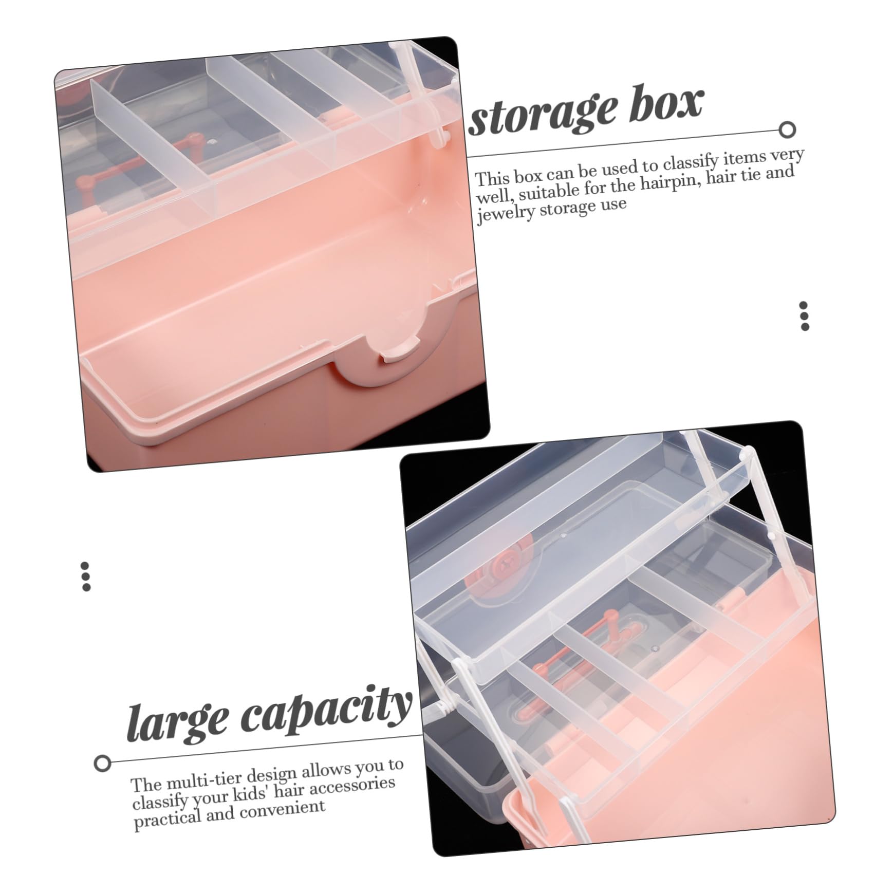 Kinder Haarspangen Aufbewahrungsbox aus Kunststoff Rosa Mehrlagig