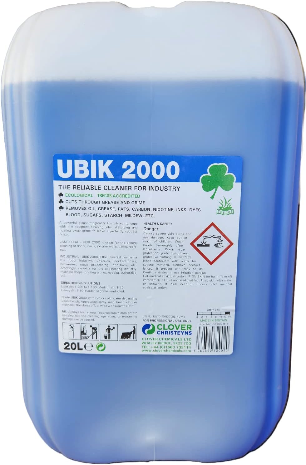 Clover Chemicals 301 Ubik 2000 Universal Cleaner Concentrate, 20 L