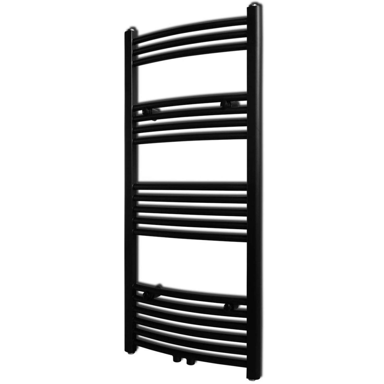 Tidyard Radiador Toallero de Baño Calentador de Toallas Toallero Baño Radiador Toallero Secatoallas Radiador de Baño Radiador Toallero de Agua Curvo Negro 500 x 1160 mm
