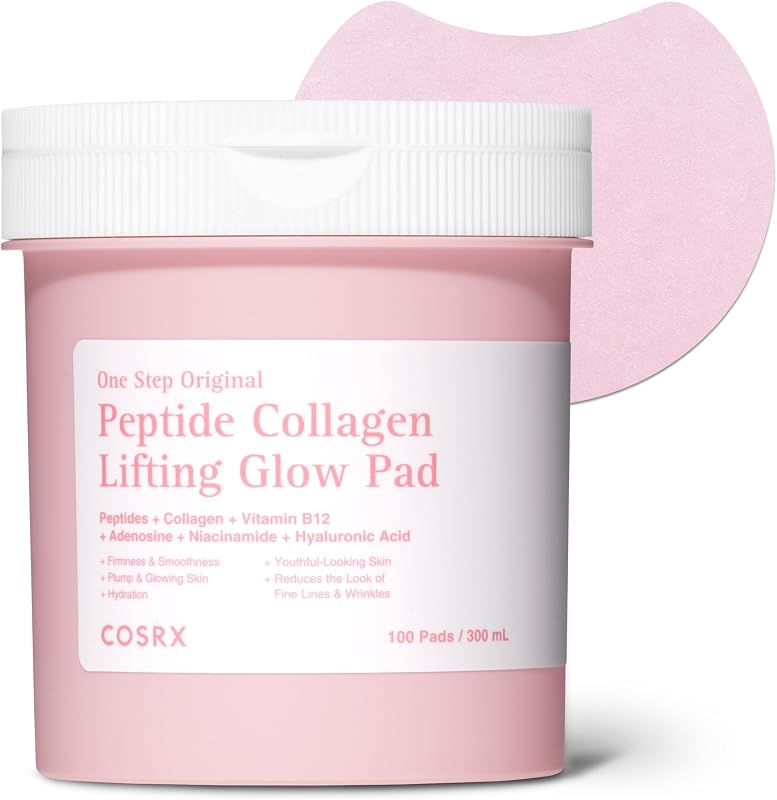 COSRX OneStep Peptide Collagen Toner Pads, Lifting & Glow Care (100 Pads)