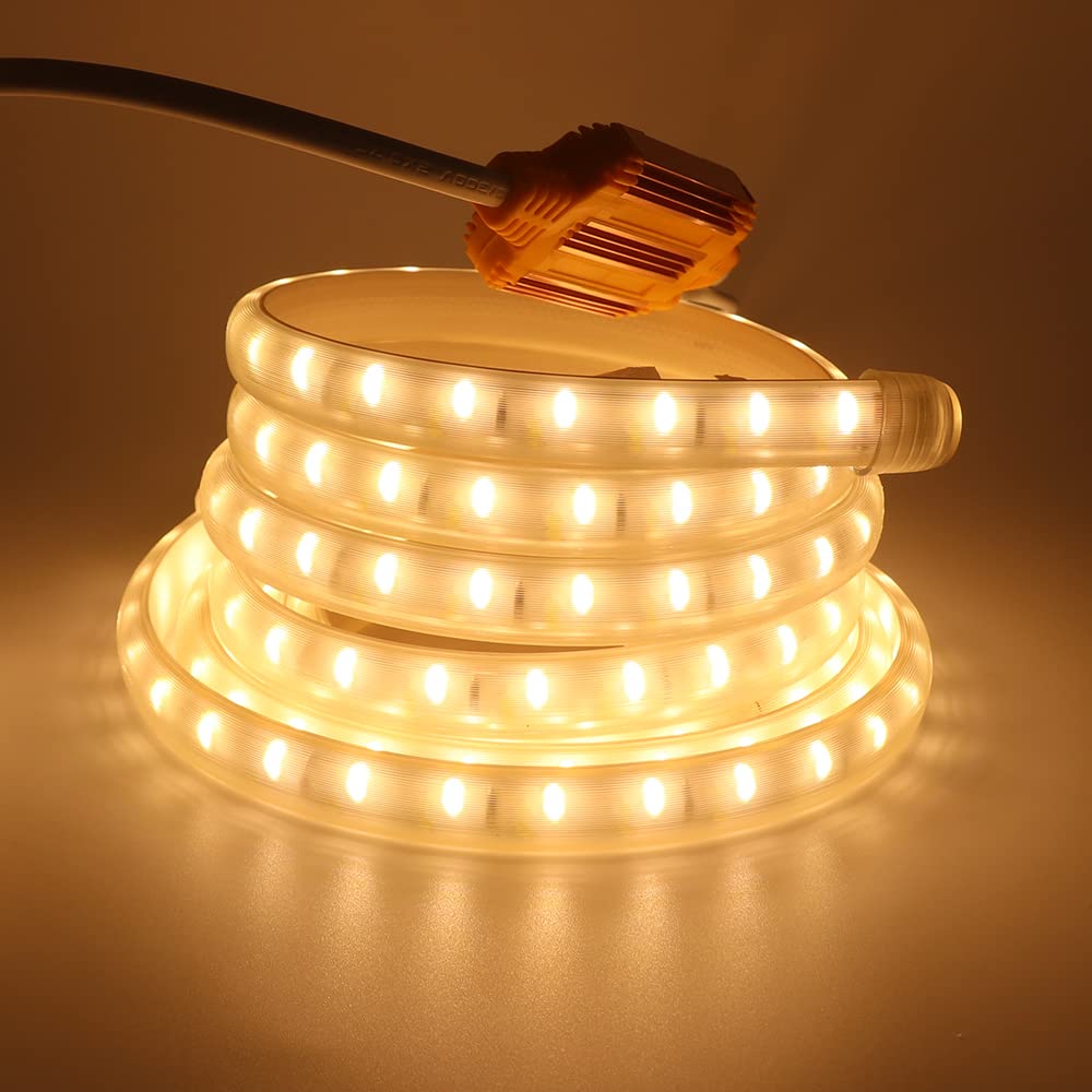 Actualizado 220V 2835 Tiras LED,120LEDs/m, IP65 Impermeable,Tira de LED Con control remoto de 14 teclas ajustable,Escalera de Techo Tira de LED Cocina Cable Luces LED (100m,blanco + blanco cálido)