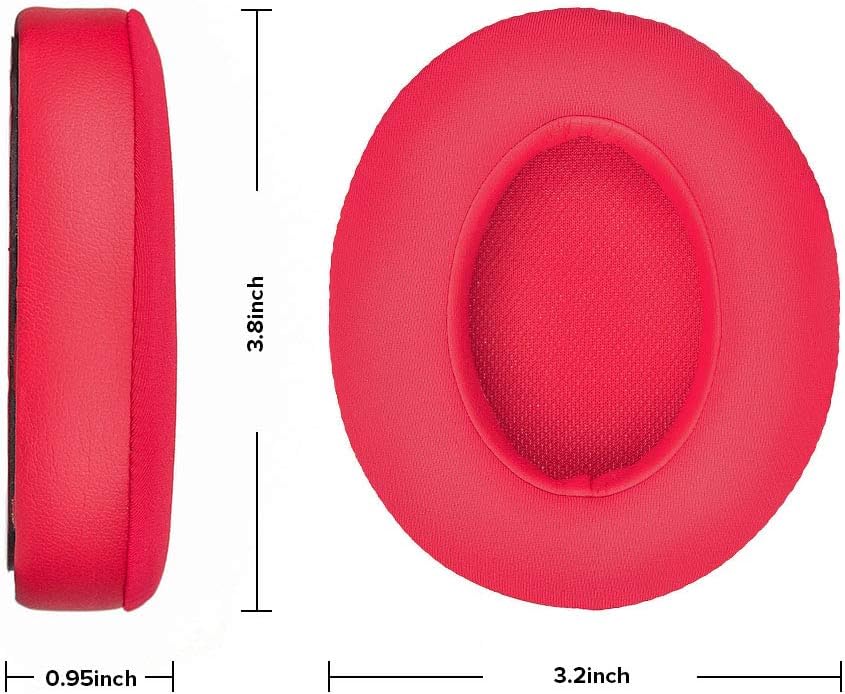 Studio 2 Memory Foam Ear Pads - Protein Leather Replacement Parts Ear Cushion Cover Earpads Ear Cups for Beats Studio 2.0 Wired/Studio 2.0 Wireless B0500 / B0501 Headphone - Red