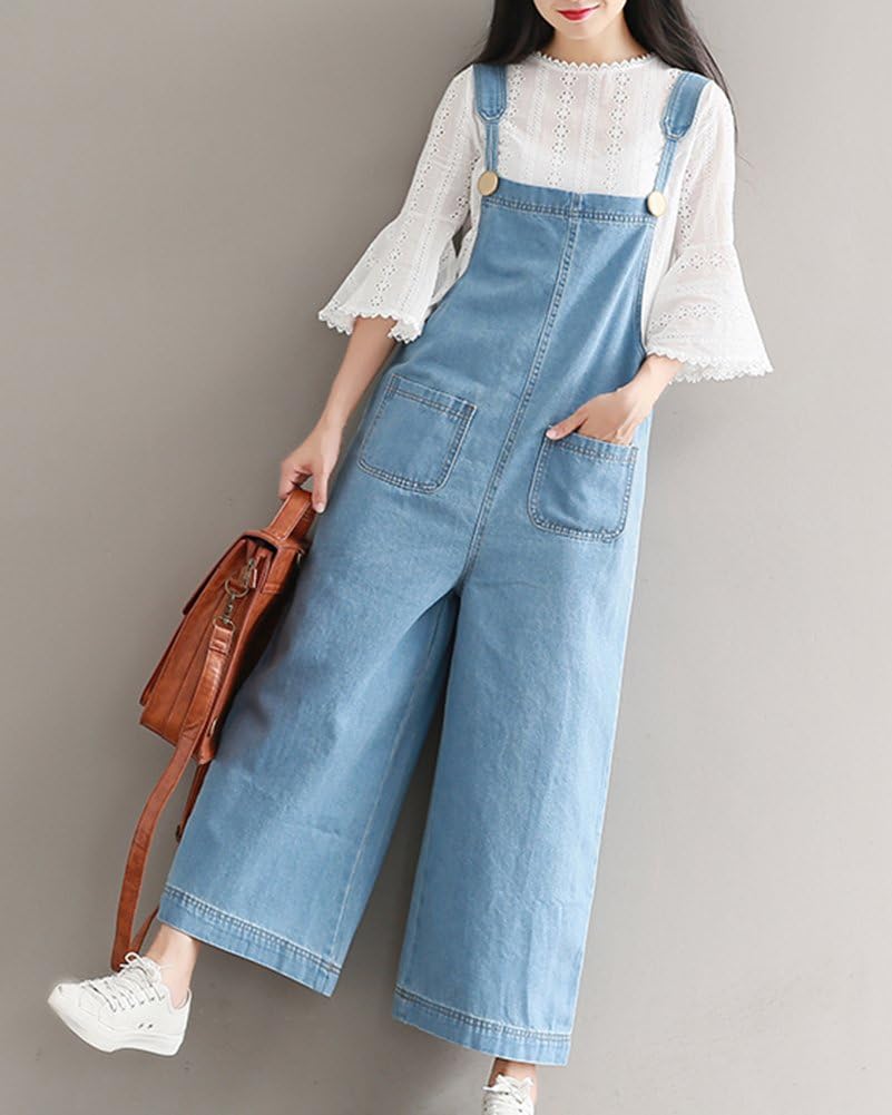 Salopette Jeans Femme Grande Taille - Style Loose Boyfriend Dénim Pour Printemps Et Automne