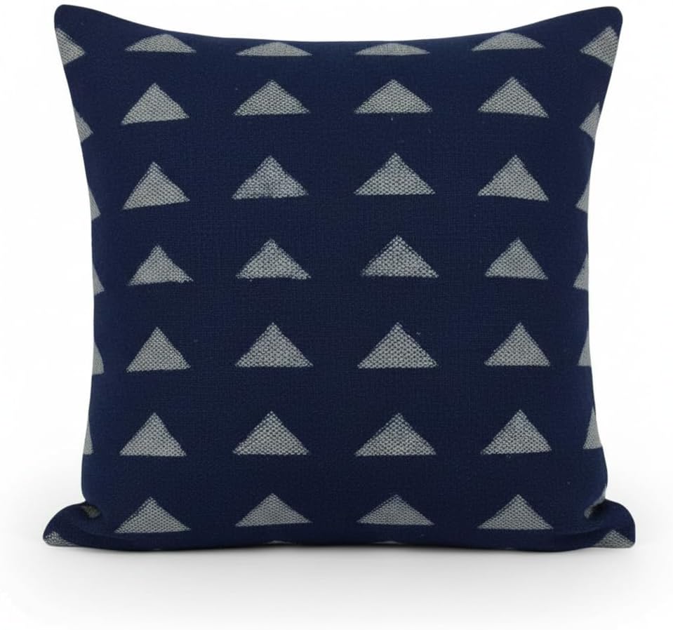 Trade Star Indigo 100% Cotton Handloomed Throw Pillow Cover Hand Block Print Cushion Case Decorative Mudcloth Rug Pillow for Fall Decor 20x20 Inches