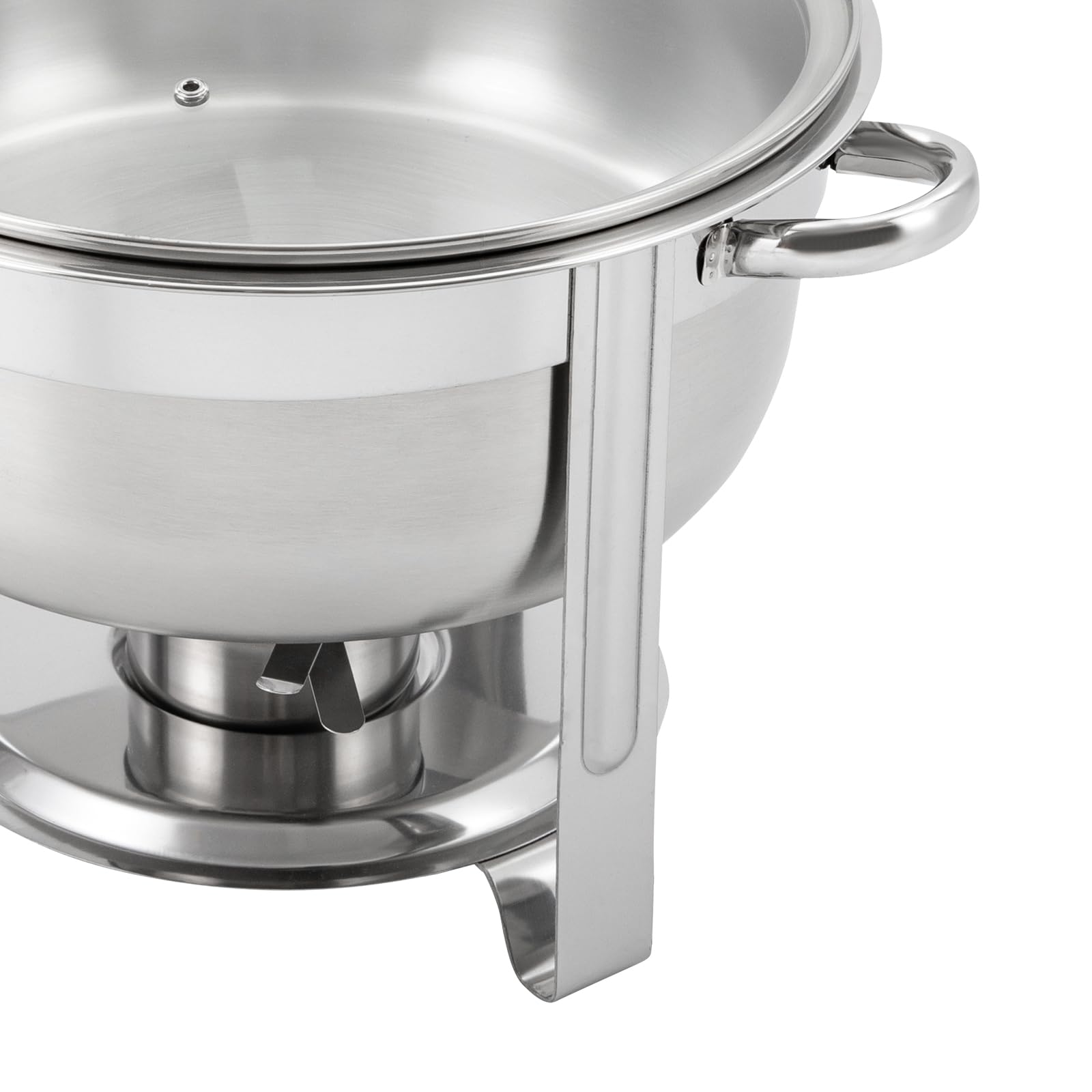Set di scaldabagno rotondo in acciaio inox Chafing Dish per buffet, 8,5 l, caldo, moderno, rotondo, con coperchio in vetro e porta carburante, per feste ed eventi
