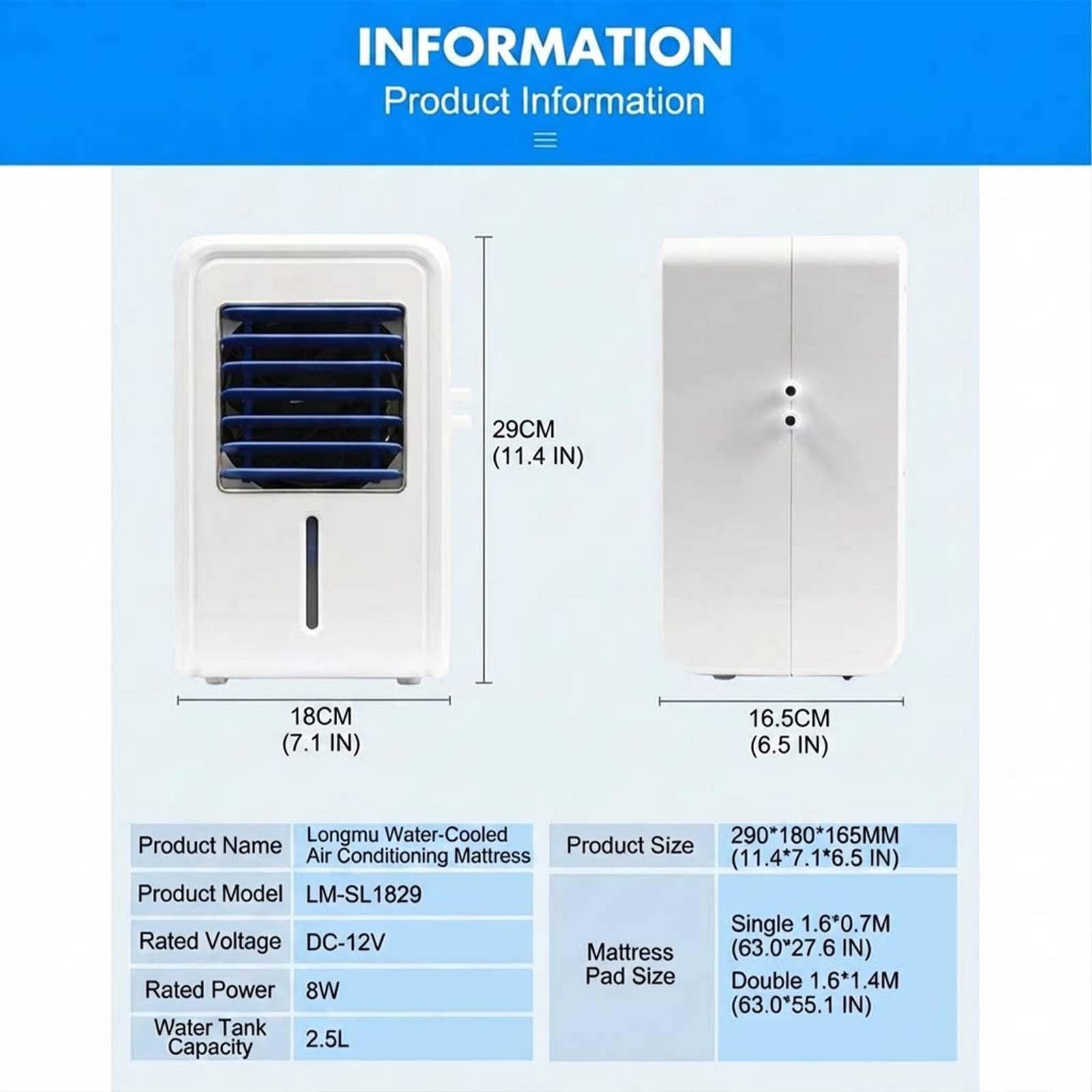 Genérico Cubre Colchón de Enfriamiento por Agua para Sudores Nocturnos, Topper Refrescante Doble con Circulación y Mando, Suelo para Hogar, Colchoneta Portátil para Dormir, Azul