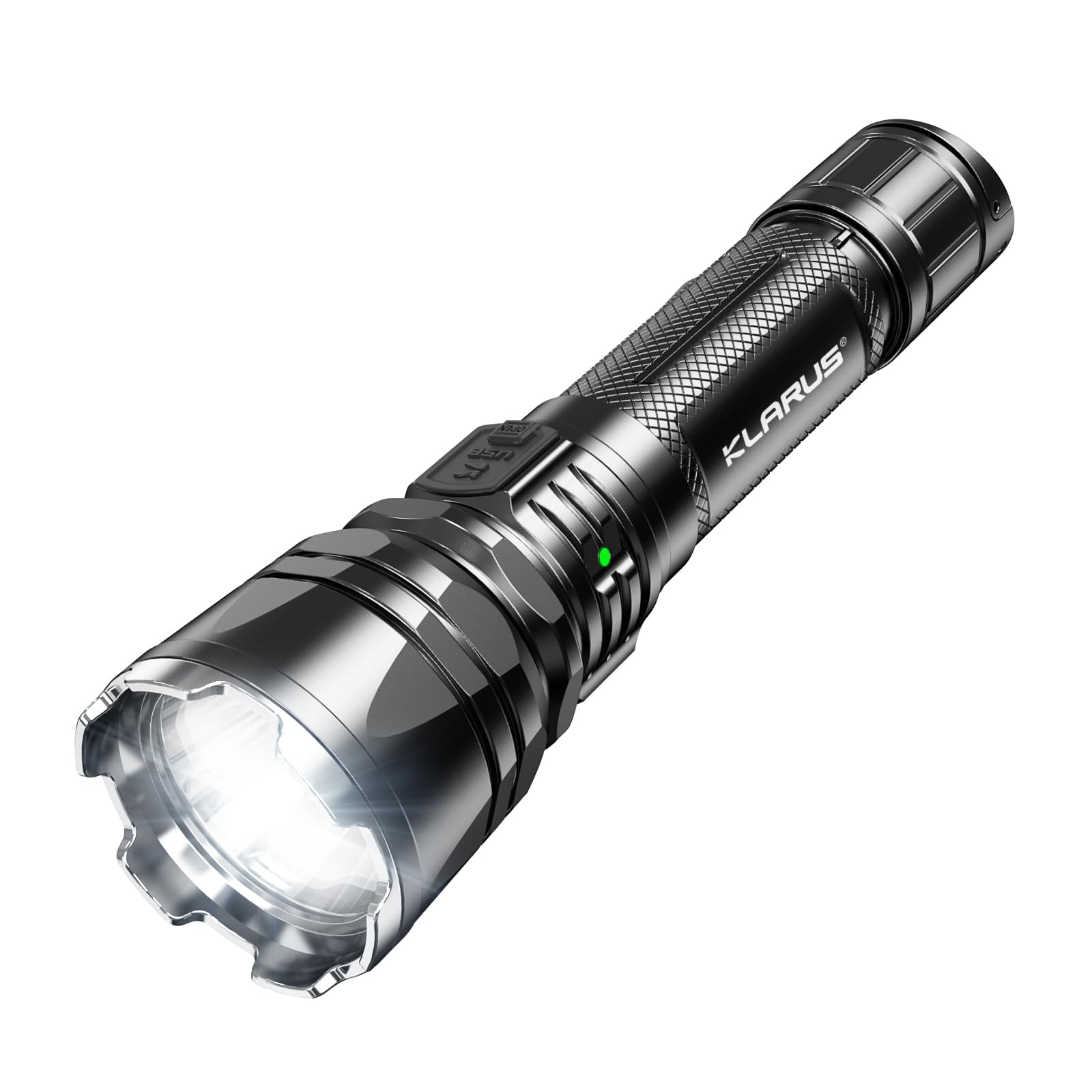 KLARUS Latarka XT12GT Pro Zasięg wiązki 850 metrów, 1600 lumenów Akumulatorowa latarka taktyczna LED, latarka LED dalekiego zasięgu z kabura