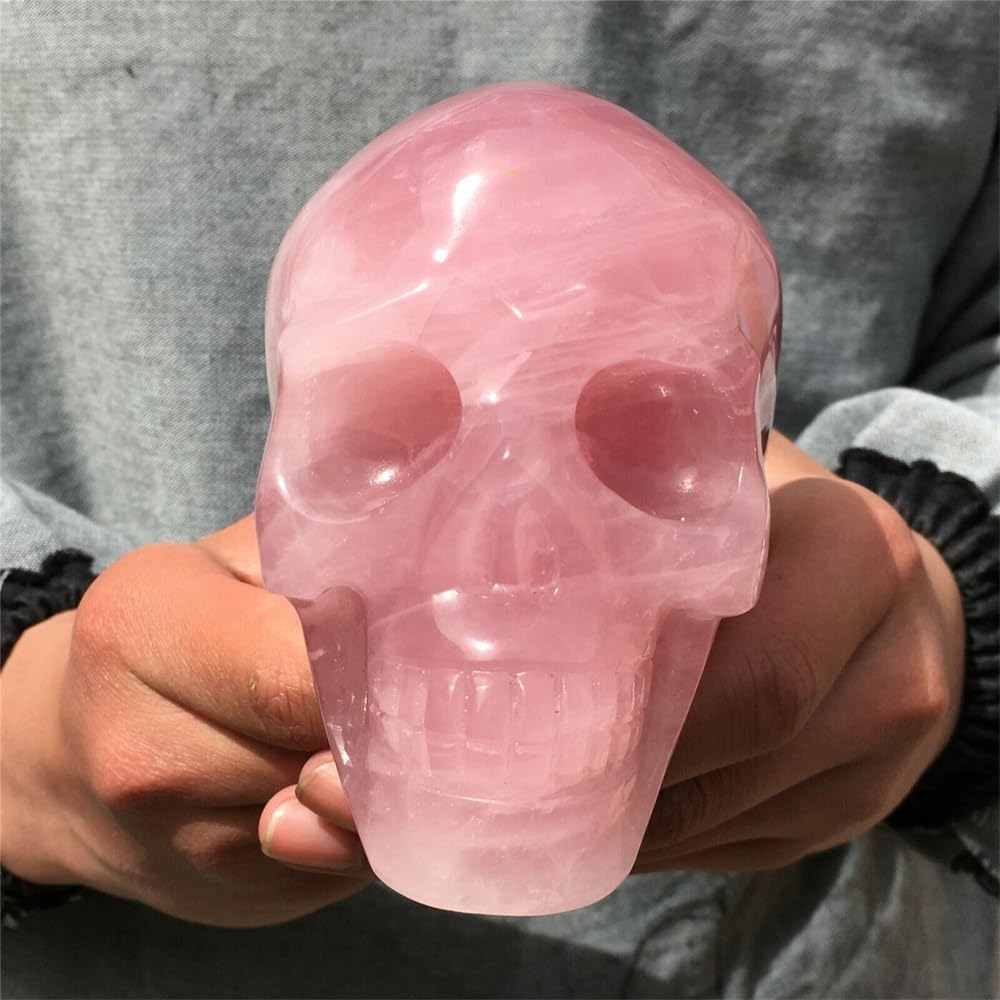 RVBLRDSE Rose Quartz Crystal Hand Carved Skull Skulls for Decorate Home Decor(Size:700-800g) Gemstone Stone