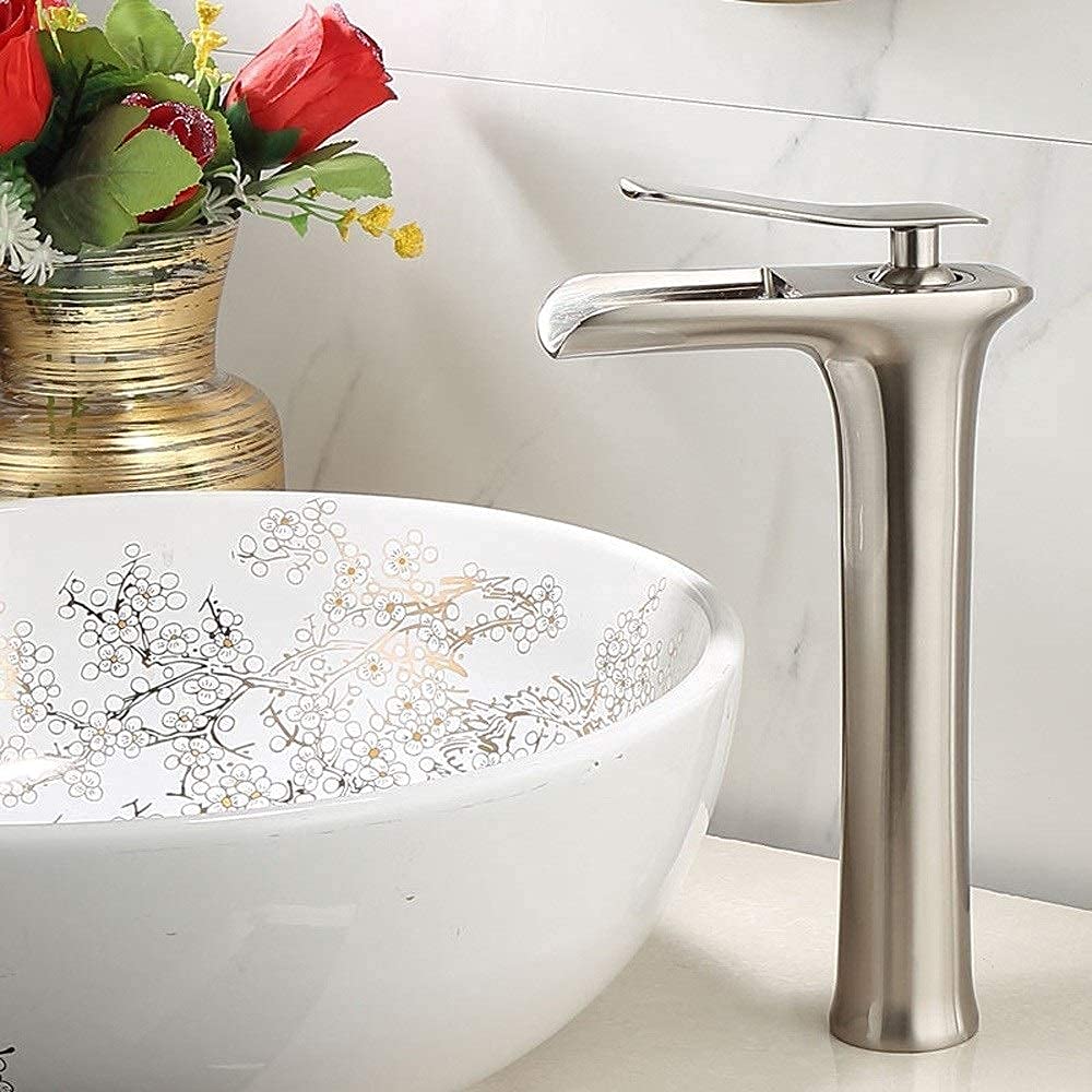 Baterie, bateria łazienkowa, oszałamiająca umywalka łazienkowa z wodospadem Monoblock Mixer Kran Chrome, odpowiedni dla.Kuchnia, łazienka, łazienka hotelowa/chrom/wysokość: 28 cm little surprise