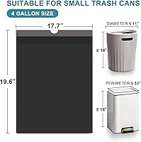 Vista 2 de 100 bolsas de basura pequeñas de 4 galones, con cordón, bolsas de basura pequeñas negras para baño, cocina, oficina, dormitorio, sin perfume