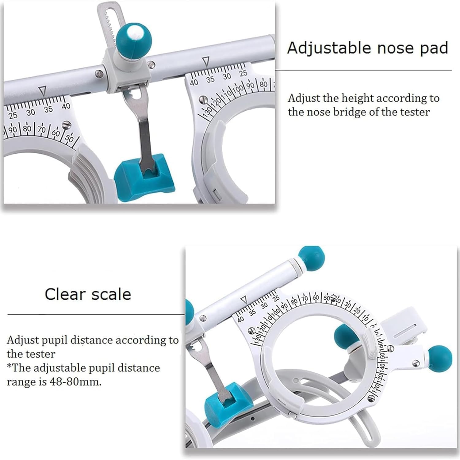 Telaio per optometria professionale ultraleggero, regolabile per distanza interpupillare 48-80 mm, ideale per centri di cura della vista e ospedali oculistici