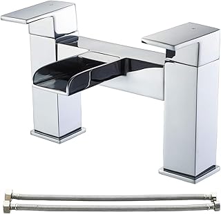 Waterfall Bath taps,Luckyhome Bathroom Filler Mixer Tap Chrome Double Lever Tub Tap