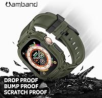 Vista 4 de amBand Bands - Funda protectora de pantalla compatible con Apple Watch Ultra 3/2/1 de 1.732 pulgadas, correa resistente M1 Sport Series y película