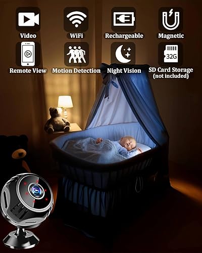 Miniatura 2 de Mini cámara espía oculta WiFi cámara de vigilancia inalámbrica para niñera cámara de seguridad para el hogar interior 1080P pequeña grabadora de