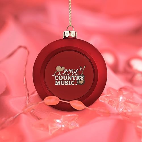 Miniatura 7 de I Love Country Music - Bolas de Navidad, adornos para árbol de Navidad, colgante de decoración colgante para fiesta de vacaciones, 1 unidad