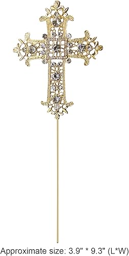 Miniatura 2 de 2 adornos de cruz para tartas con diamantes de imitación para cupcakes, decoración de postres de cristal con purpurina para cumpleaños, boda, baby