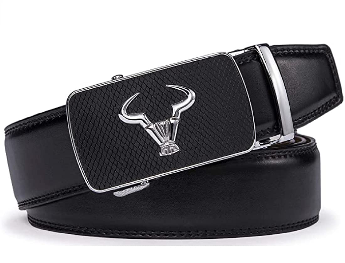 Contacts Genuine Leather Belt for Men with Autolock Buckle - Micro Adjustable Belt Fit Everywhere | Formal & Casual | Elegant Gift Box (Black)