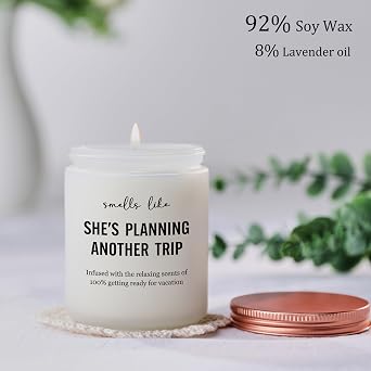 Best Travel Gifts for Women, Funny Gift for People Who Like Travel Hiking - Unique International Traveler Planner Vacation Retirement Present Candle