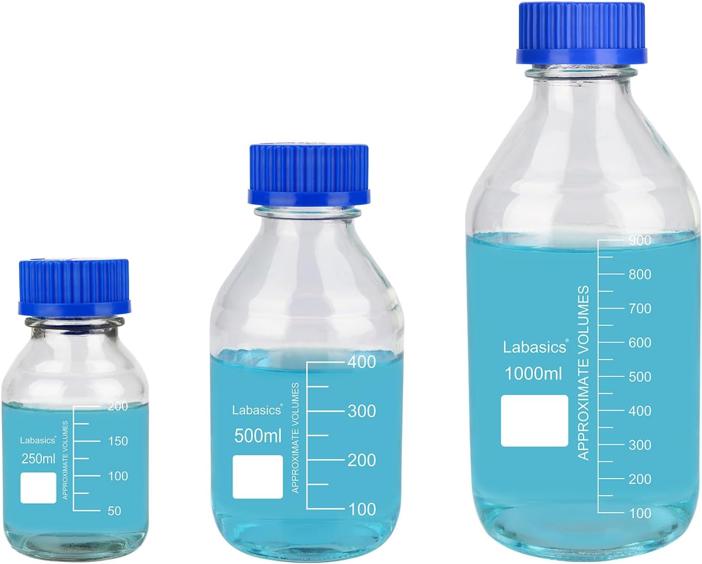 Labasics 1 Pack Round Media Storage Bottles (1000/250/500 ml) Bundle