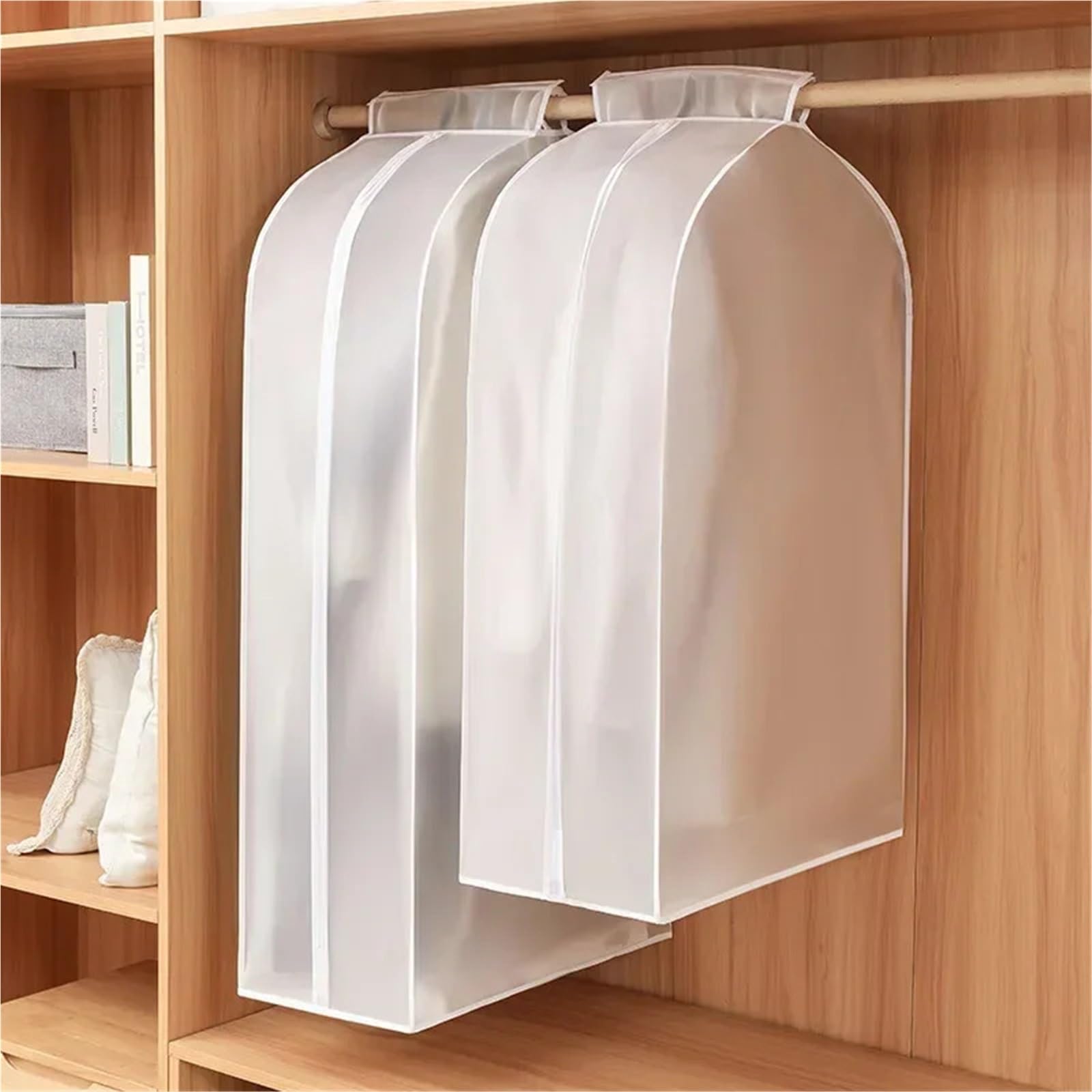 Funda 3D for colgar ropa, translúcida, con cremallera, ideal for guardar trajes, abrigos y armarios(S-5PCS)