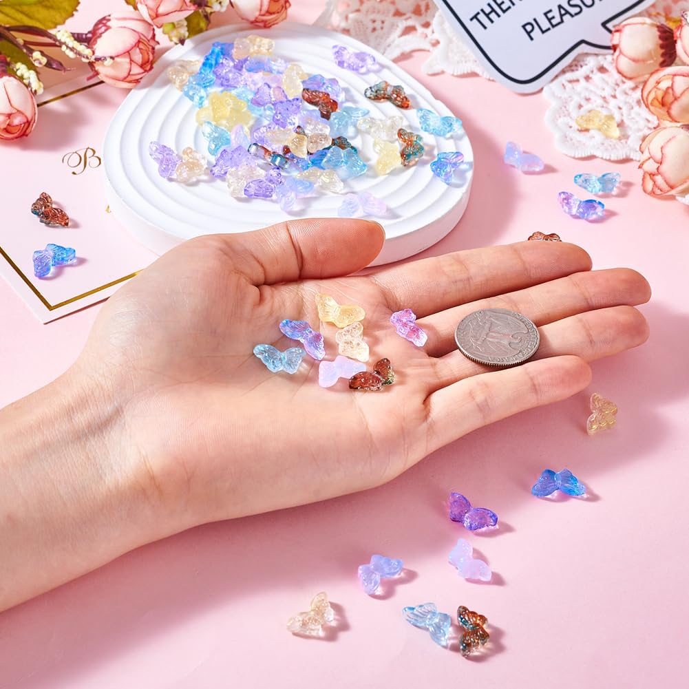 70Pcs Handmade Lampwork Butterfly Beads Colorful Butterfly Lampwork Glass Beads Flying Insect Loose Spacer Beads for DIY Necklace Bracelet Earring Jewelry Making - Image 4