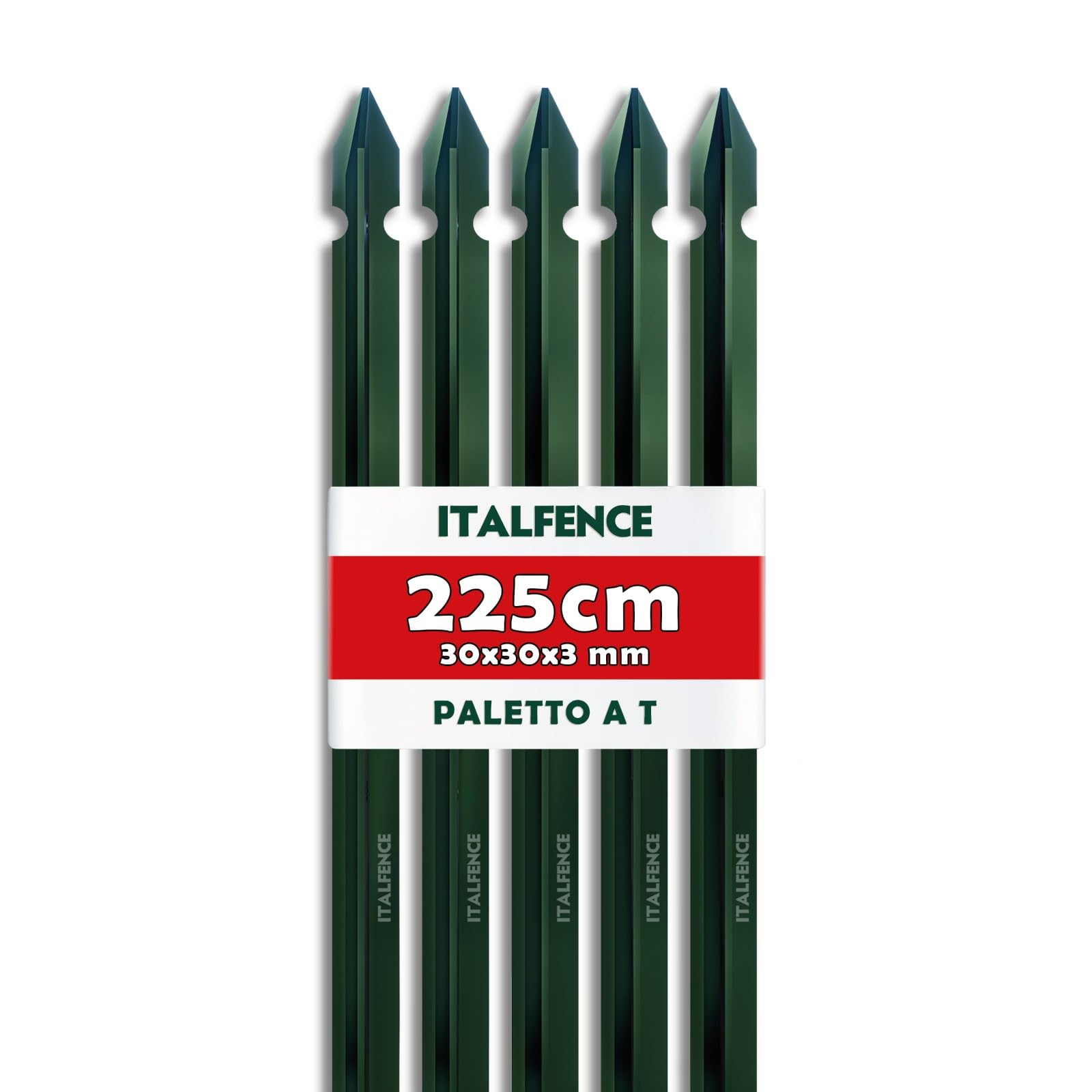 Palo a T H225cm 30x30x3mm in ferro plastificato verde [10 pezzi]