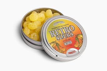Retro Sours - Hard Tangy Old Fashion Candy in Citrus, Mango & Tangerine Flavors - Nostalgic Candy Pack of 3 Tins (All Flavors)