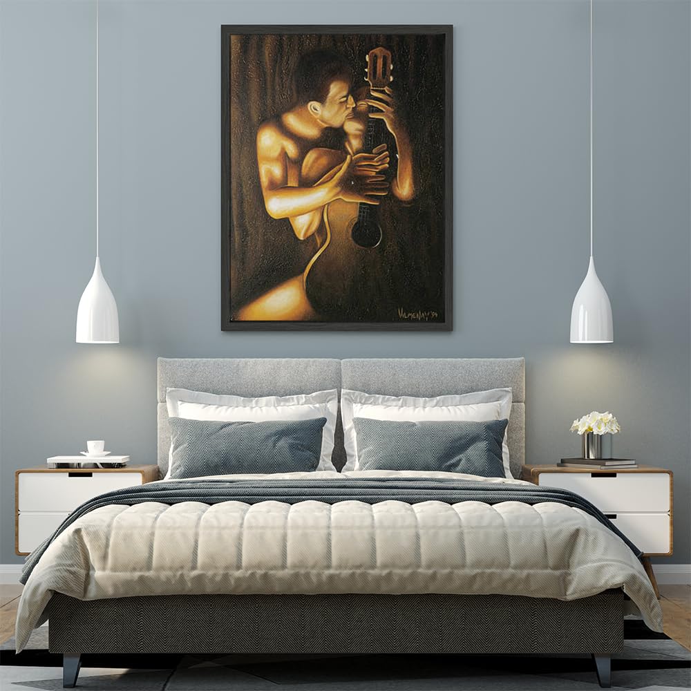 VERRE ART Printed Framed Canvas Painting for Home Decor Office Wall Studio Wall Living Room Decoration (45x60inch Black Floater) - La Serenata