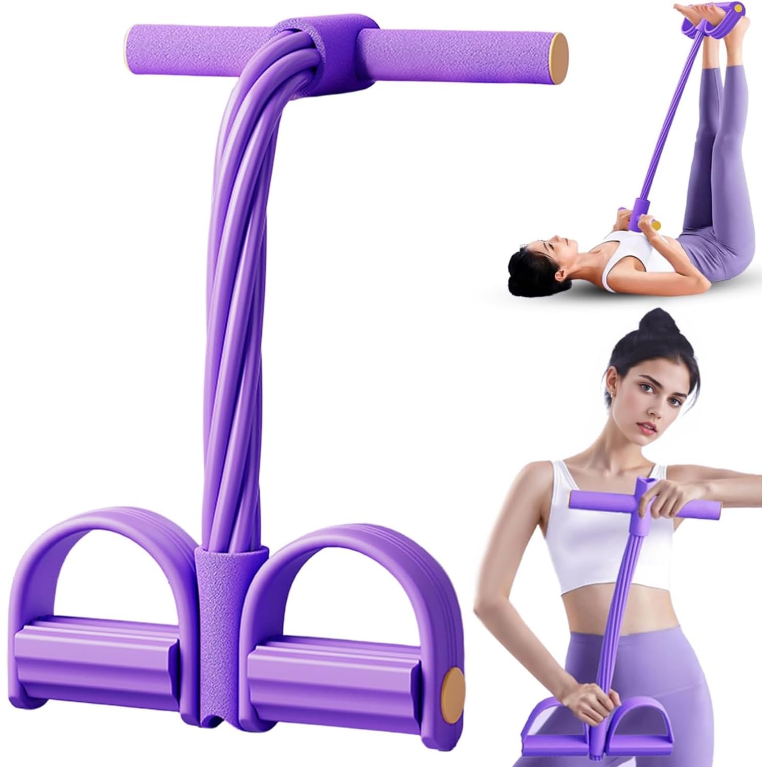 4 Tube Pedal Resistance Band for Exercise, Fitness Pull Rope Tummy Trimmer for Home Workout, Yoga & Strength Training Equipment for Men and Women – Elastic Sit Up Bar Body Toner-image-42